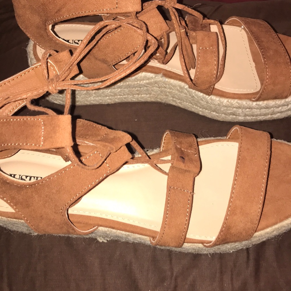 JustFab Platform Flats in tan